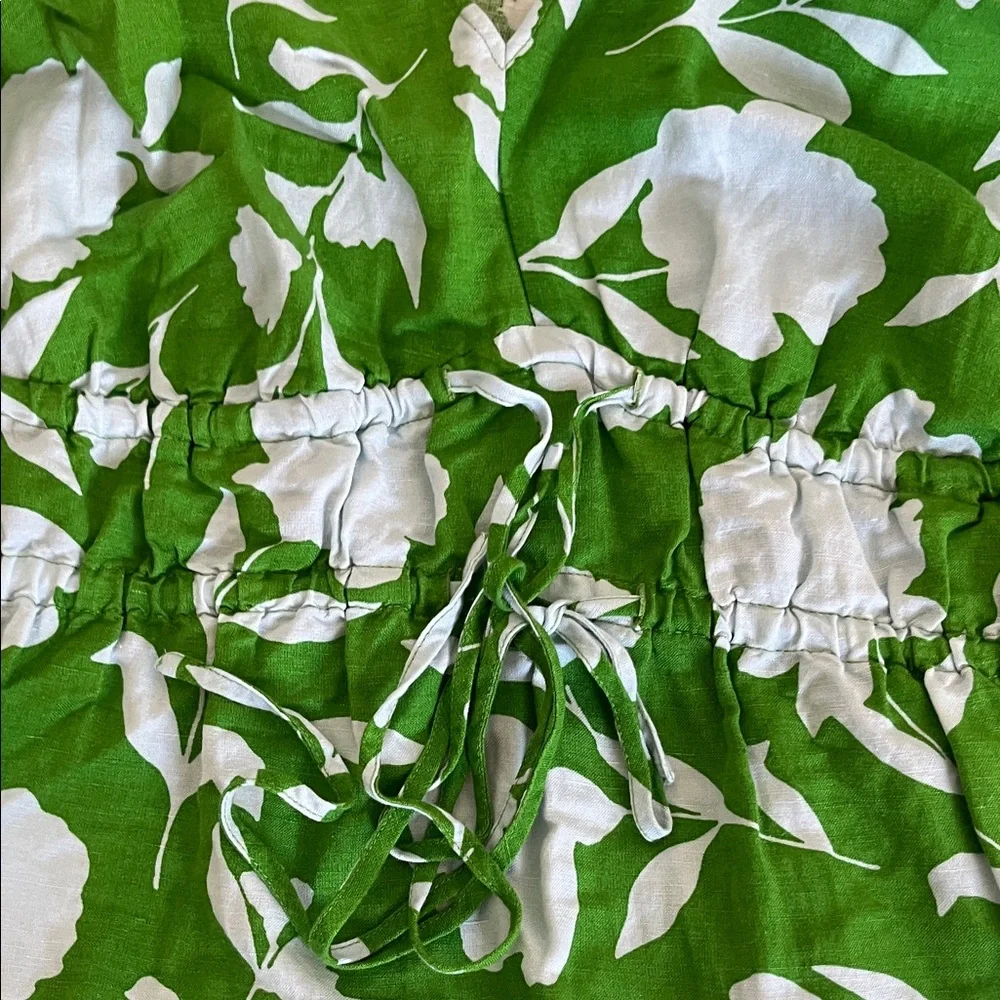 Kate Spade NY x Target Rose Linen Maxi Dress 1X Green /Blue Long Sleeve Dress - Picture 8 of 11
